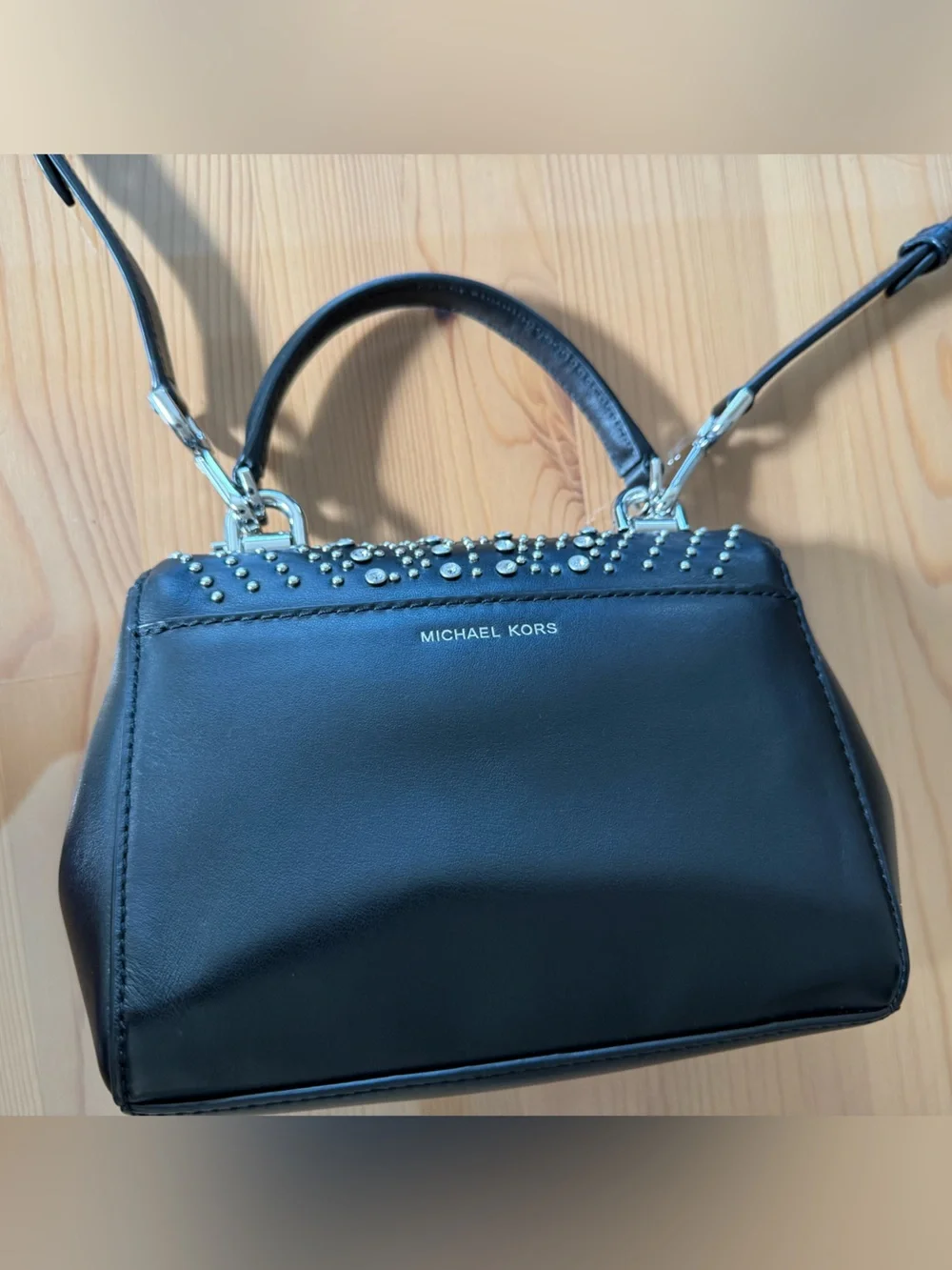 Michael Kors Ava Extra Small Studded Crossbody/Shoulder Bag in Black
